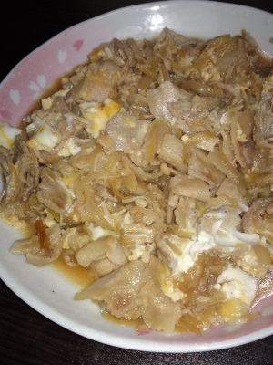 甘辛豚バラ炒め卵とじ