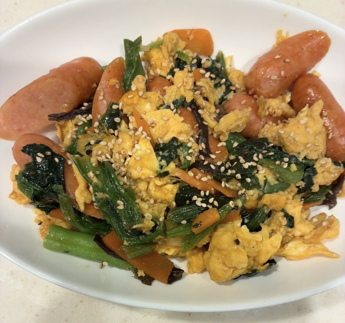 ほうれん草チョリソーのピリ辛卵炒めNo.1161