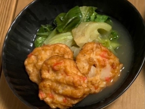 青梗菜と野菜天の煮物