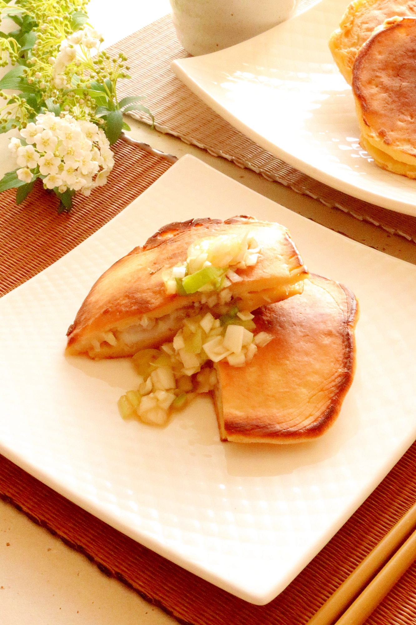 タラと切り干し大根のおやき ポン酢だれで