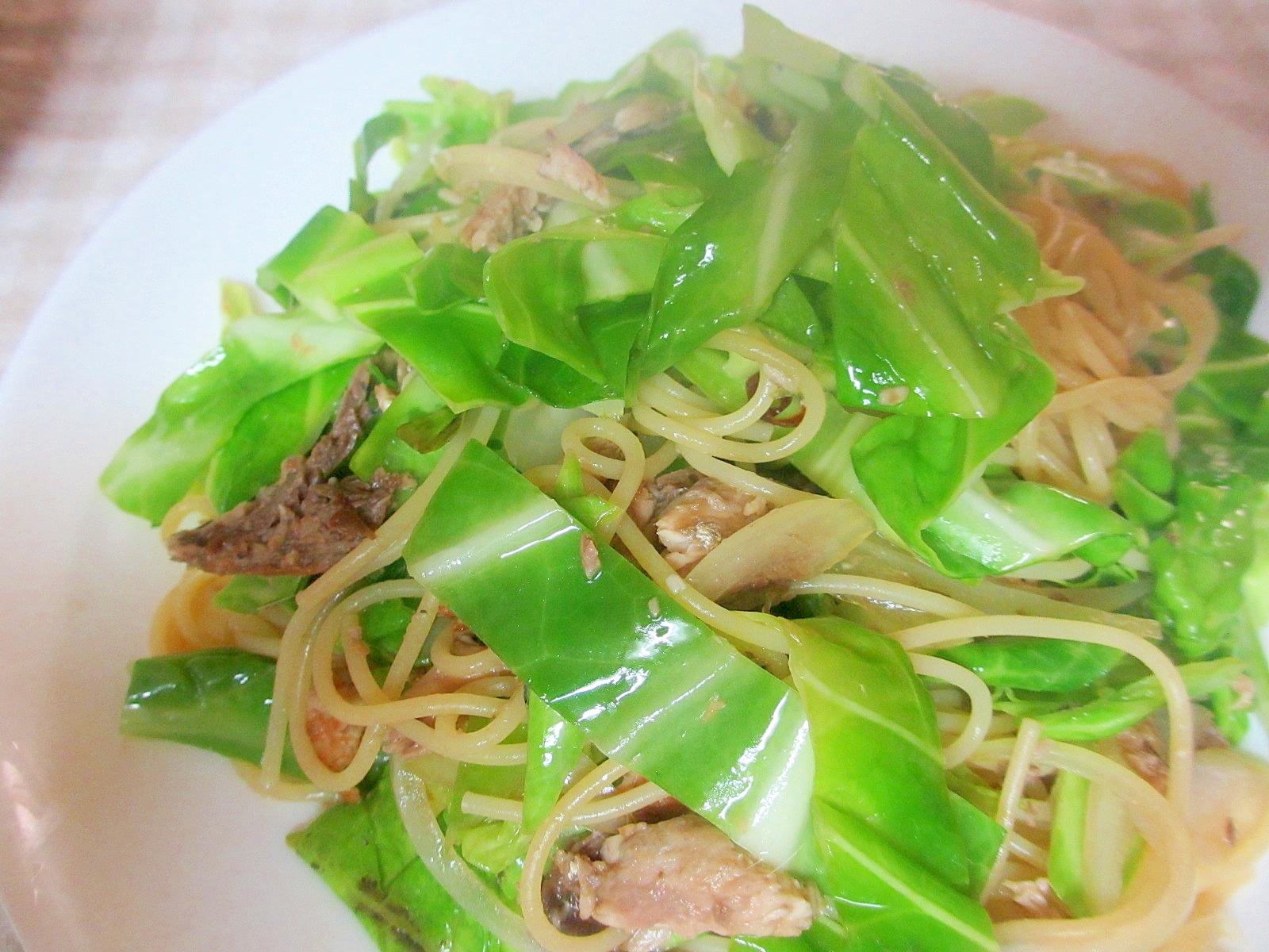 イワシとキャベツのレモン醤油パスタ