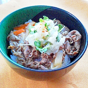 牛丼をさっぱり食べよう～親子おろし乗せ