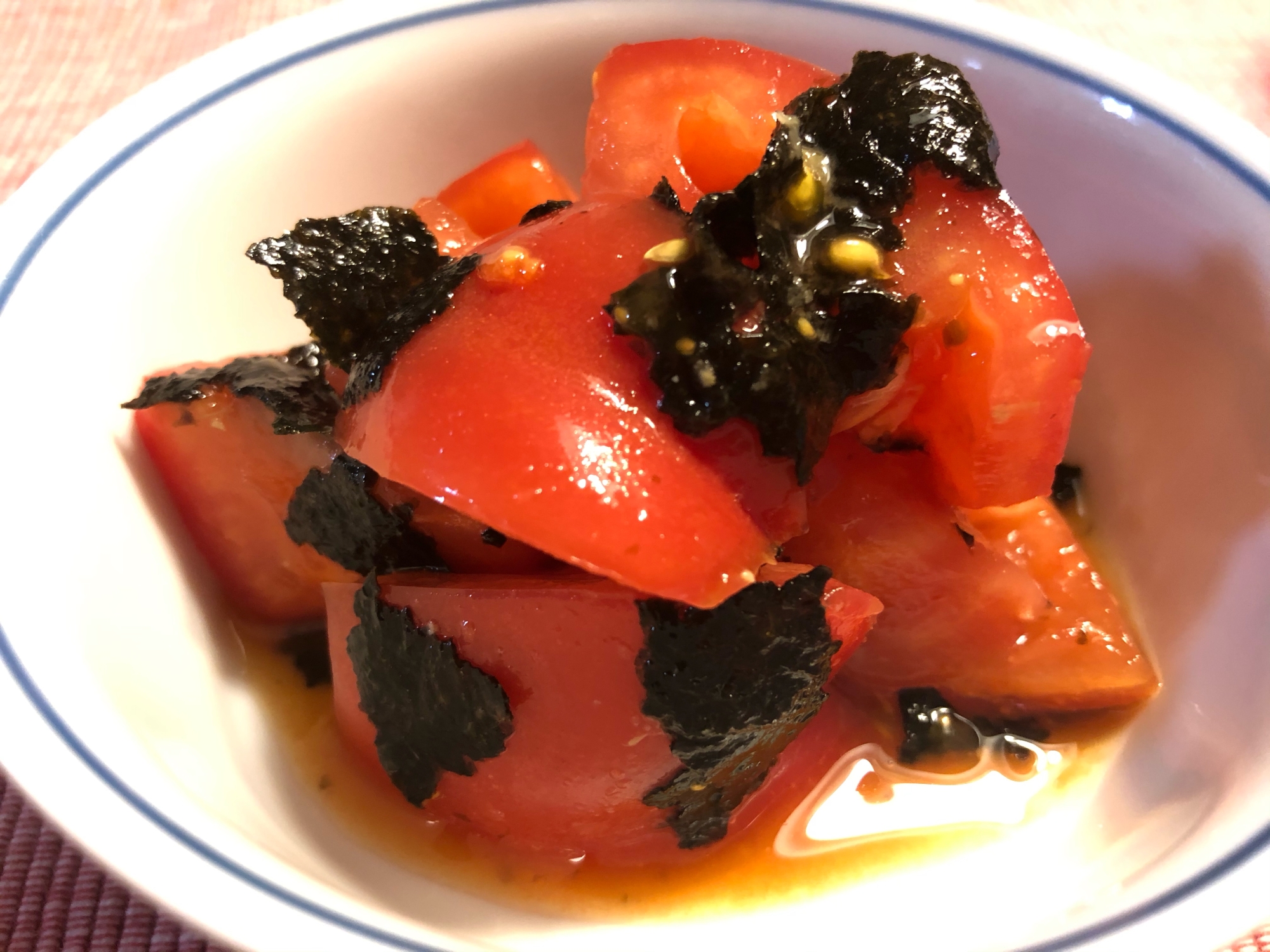 簡単副菜♫ トマトの海苔のわさび醤油
