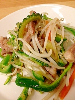 豚ロースの塩麹漬けとゴーヤの野菜炒め