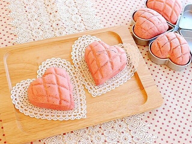 ハートのいちごメロンパン 221 レシピ 作り方 By 楽天出店店舗 浅井商店 楽天レシピ