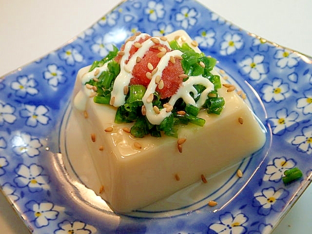 金胡麻/マヨかけて　葱と辛子明太子の卵豆腐