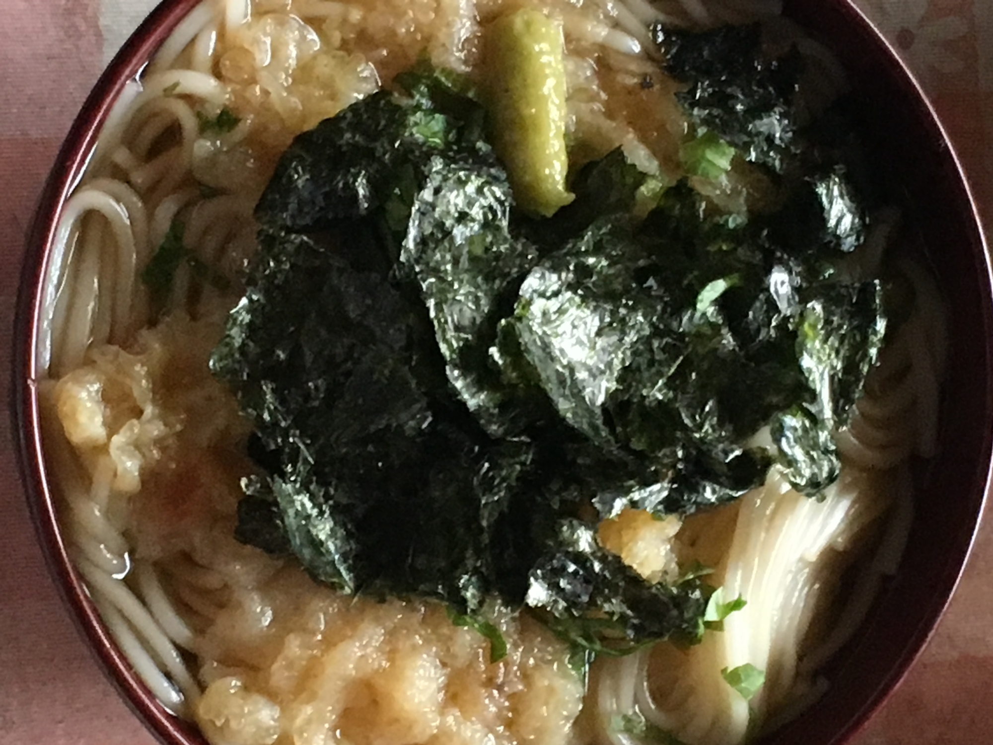 天かすと海苔の温素麺