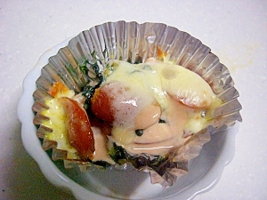 お弁当 ほうれん草とウィンナーのオーロラチーズ焼き レシピ 作り方 By Kumi Mama 楽天レシピ