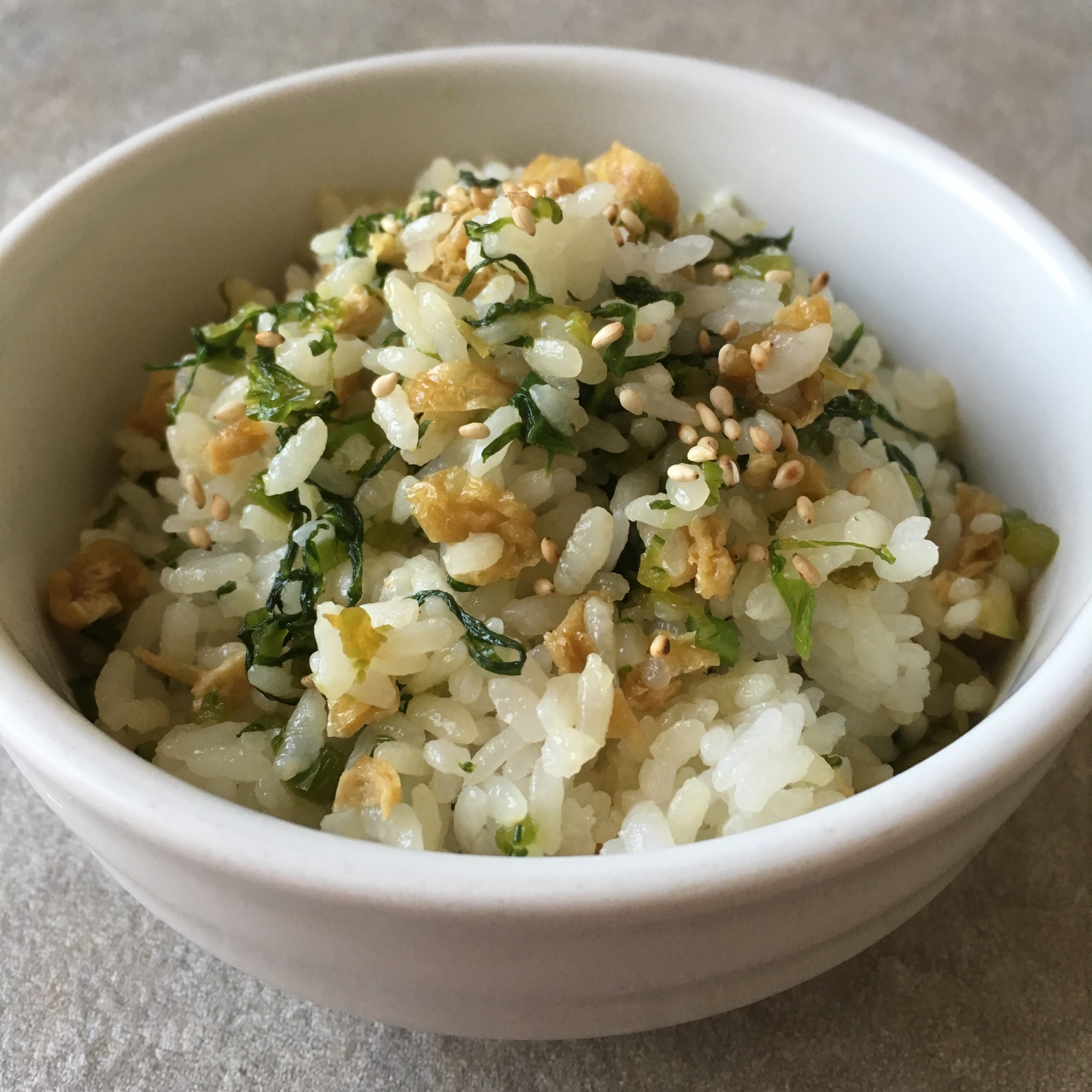 かぶの葉と油揚げの混ぜご飯♪