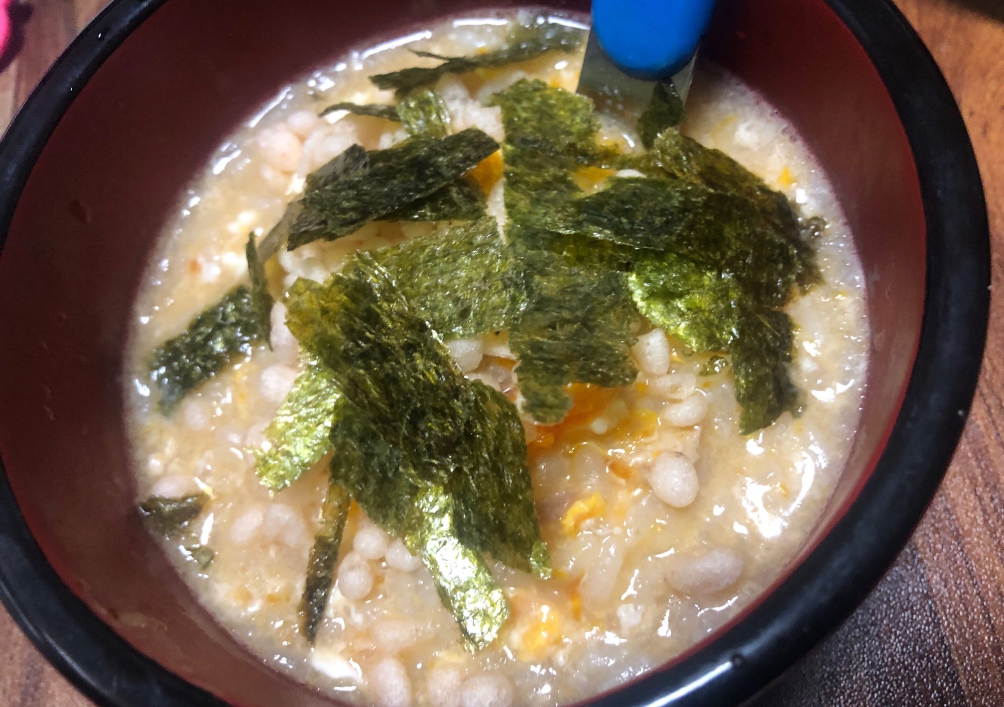 豚角煮丼の残りで♪卵雑炊