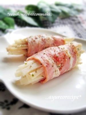 サクサクモチッＷ食感が旨々♪蓮根のベーコン巻き