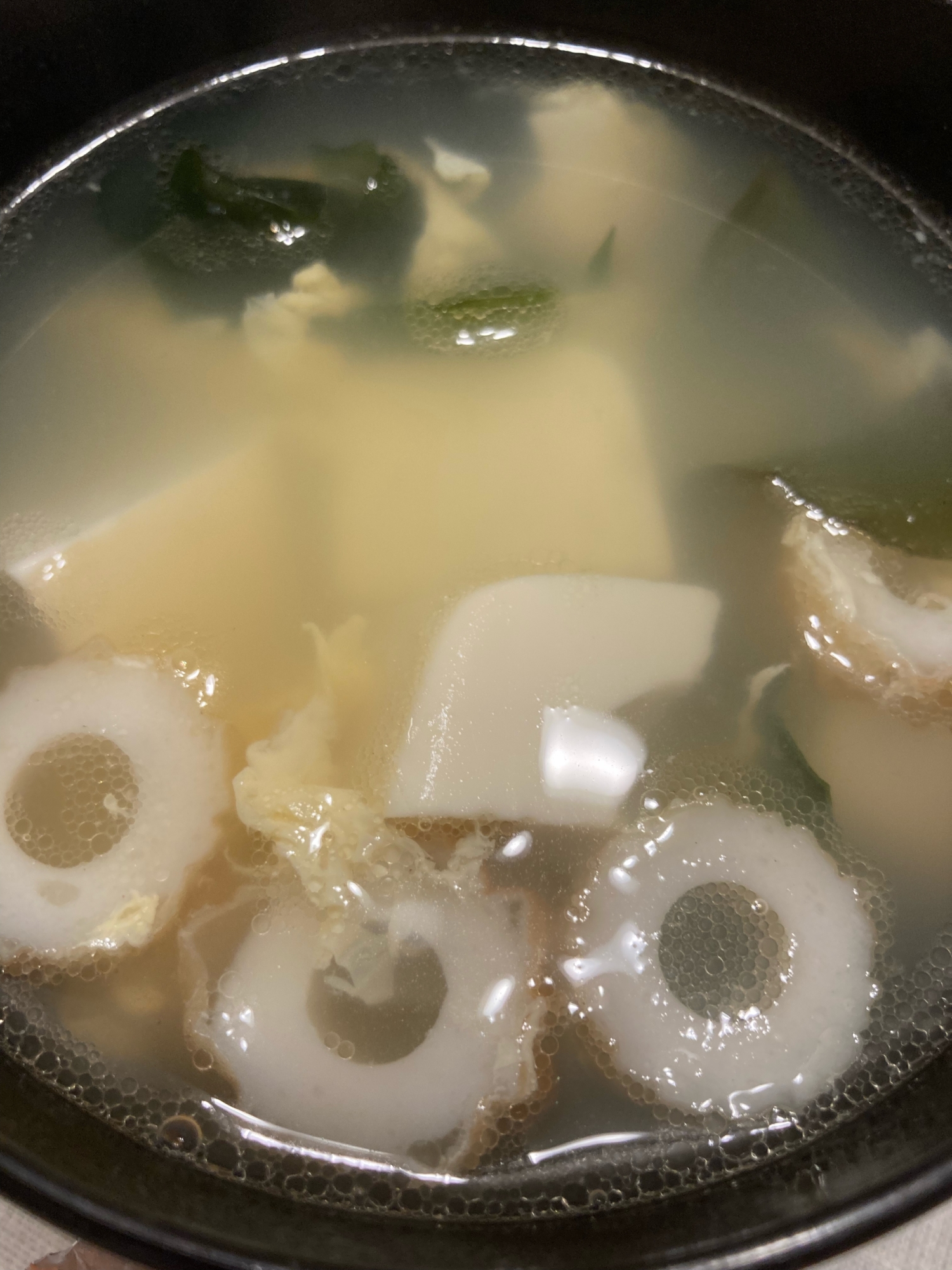 ちくわと豆腐の中華卵スープ