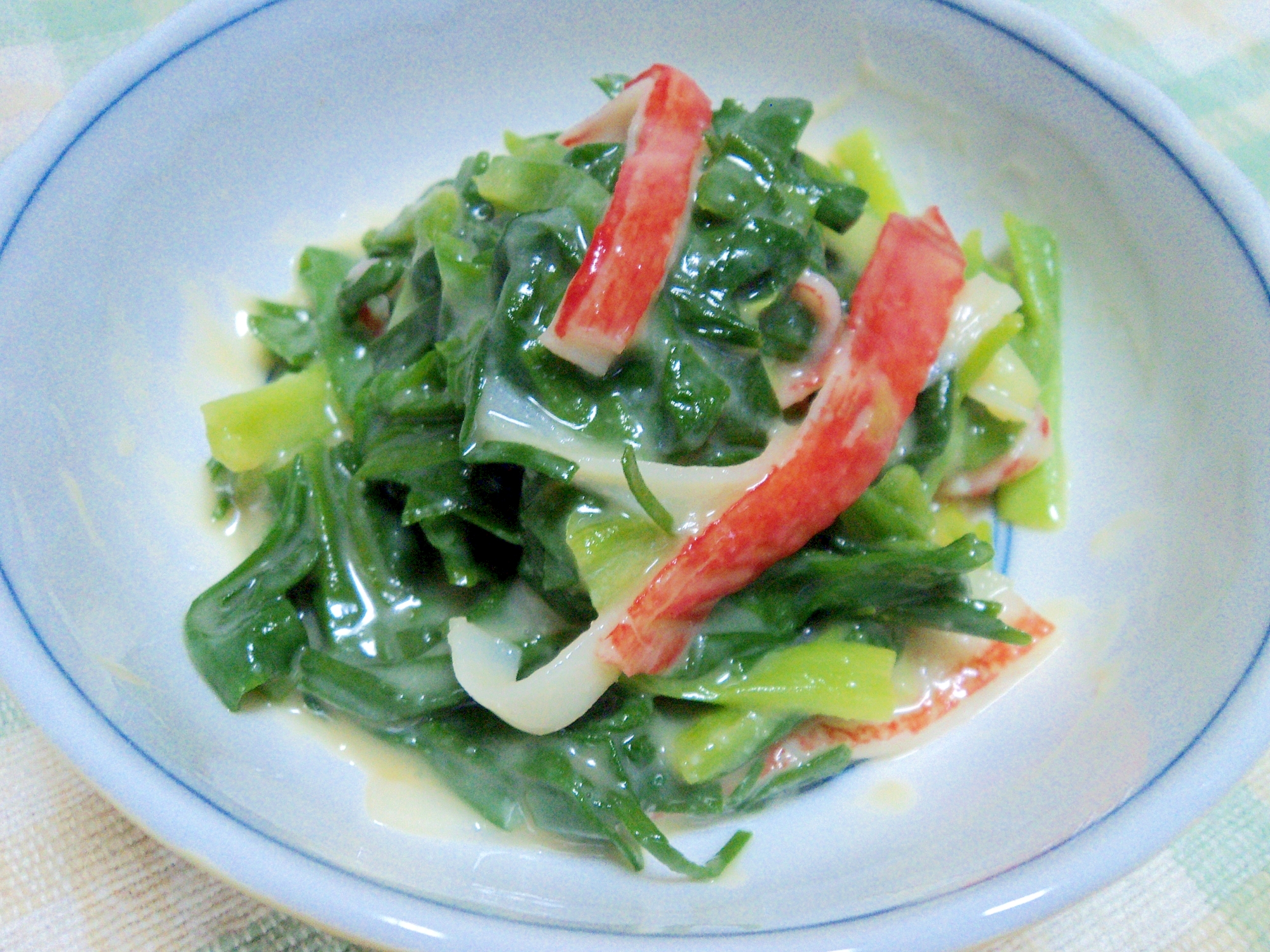 簡単に和のおつまみ　わけぎとカニカマの酢味噌和え