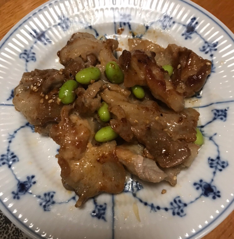 豚こま肉と枝豆の簡単炒め