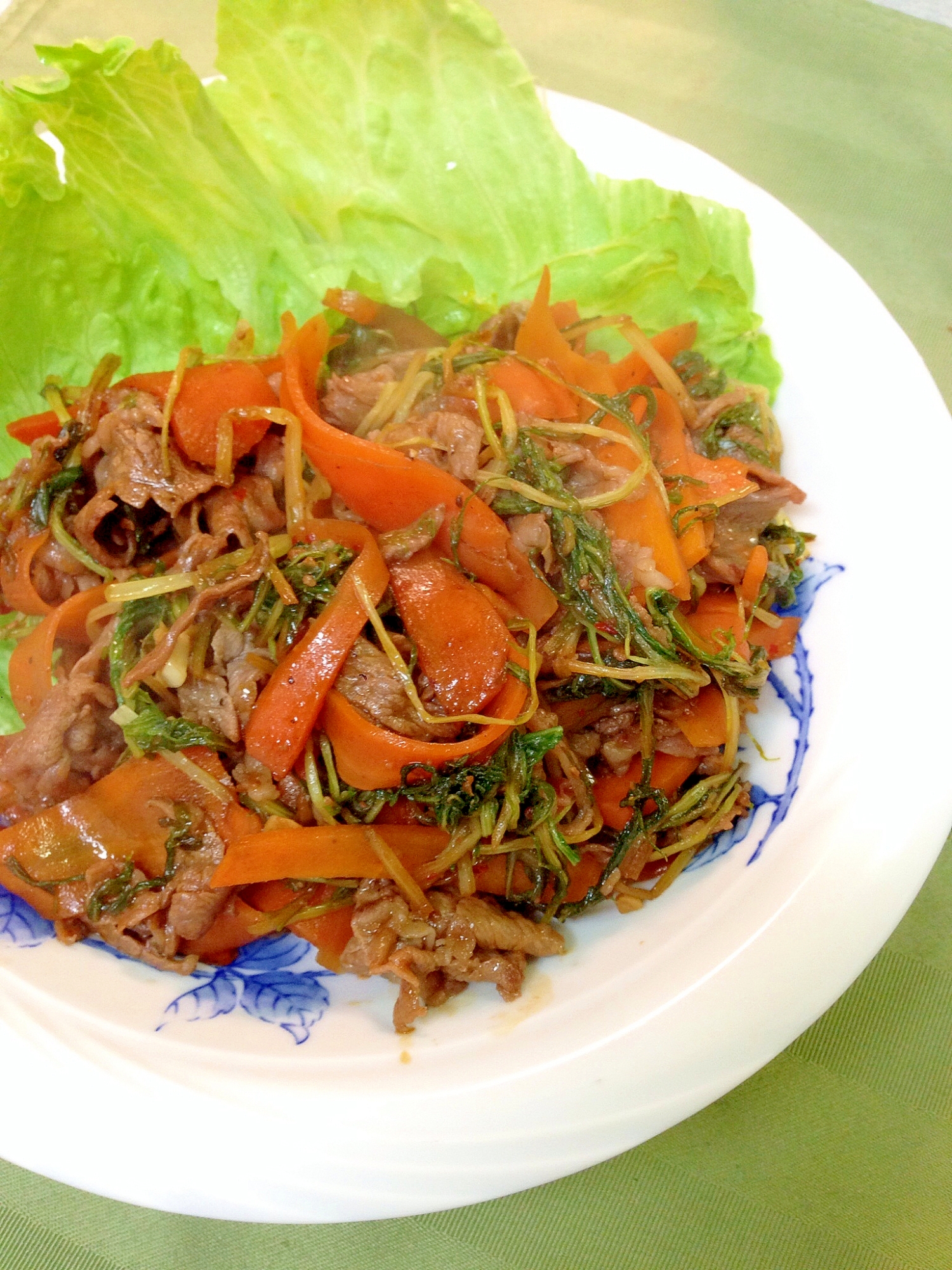 牛肉と水菜の辛味噌炒め煮