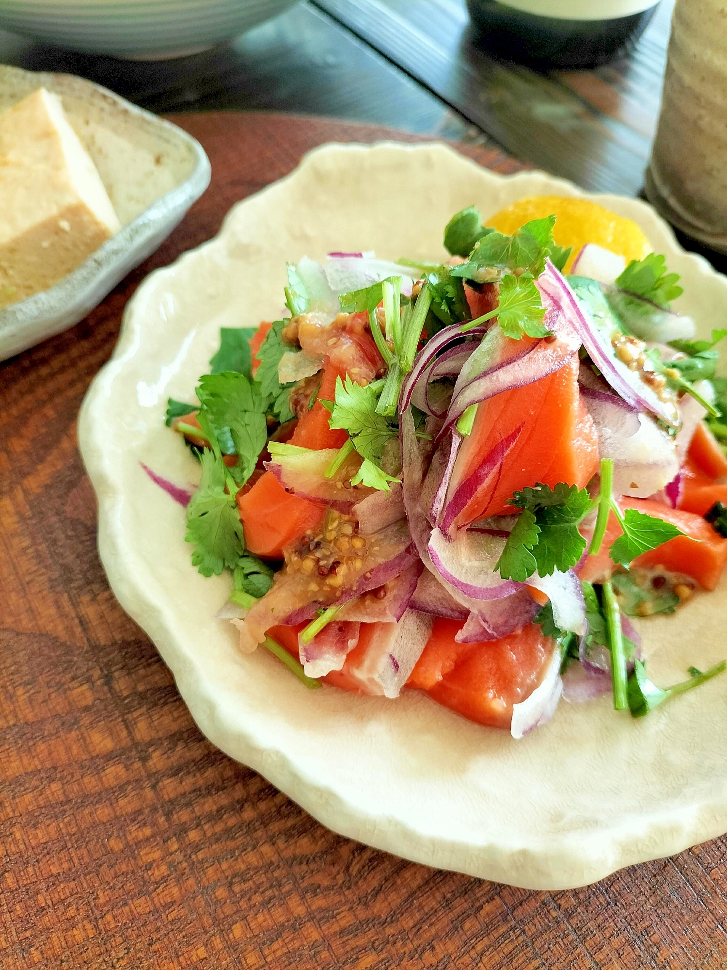 銀鮭と香草の粒マスタード和え♪