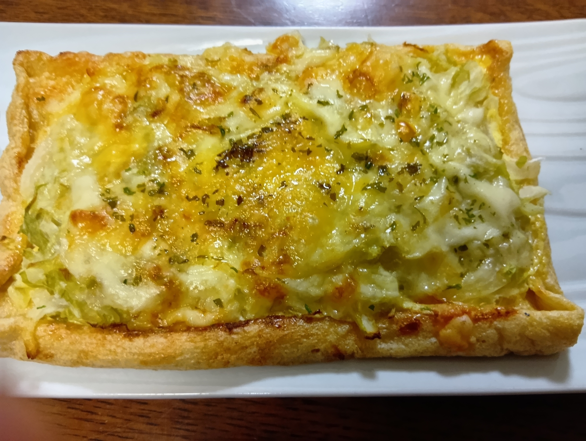 油揚げのキャベツ乗せチーズ焼き