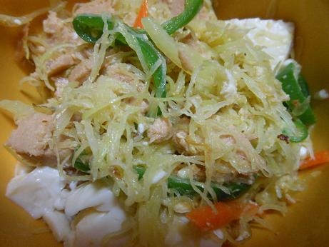青パパイヤとスパムのチャンプルー