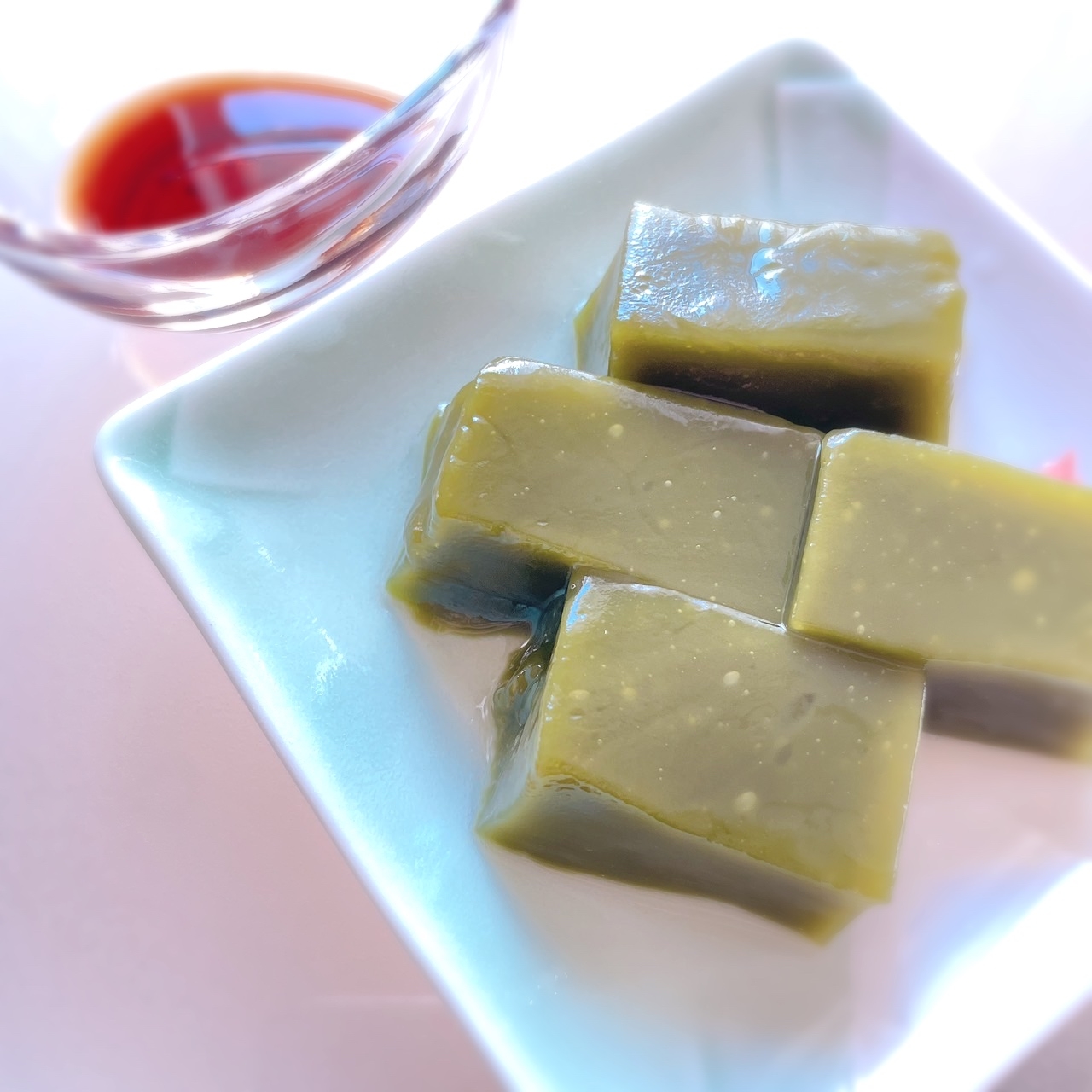 抹茶わらび餅 電子レンジで作る黒蜜添え