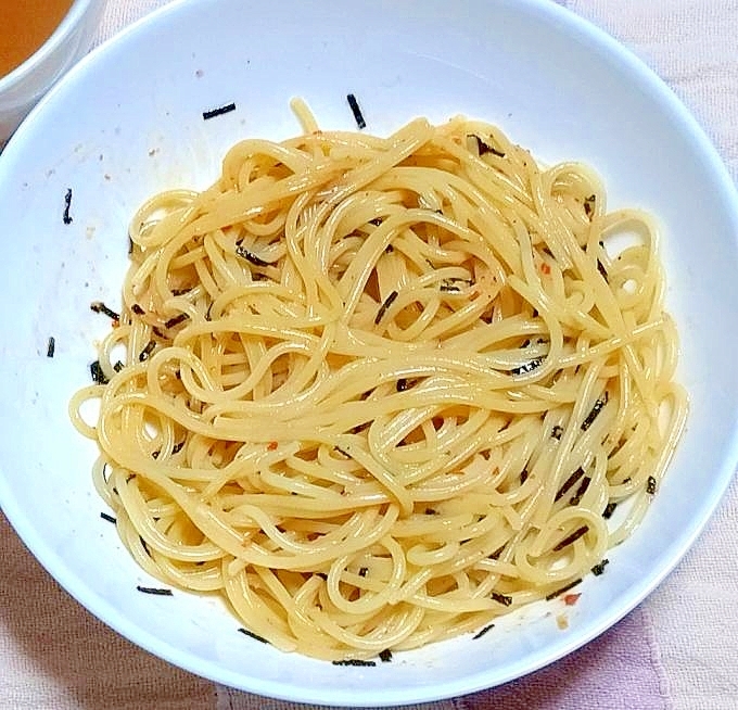 あるもので作る明太子無しの明太パスタ風