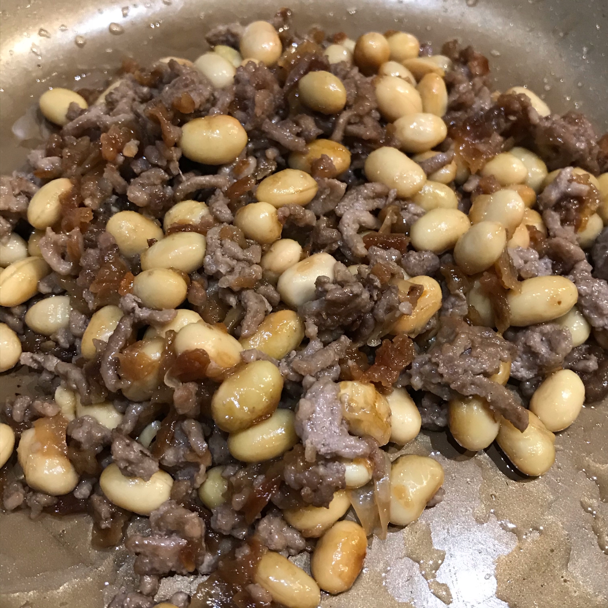 スピードメニュー！ひき肉と大豆の甘辛煮