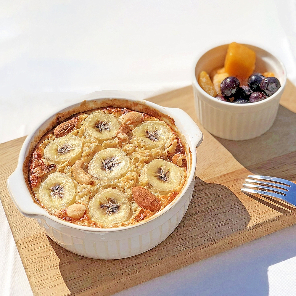 おひとりさまサイズ腹持ち最強 ベイクドオートミール レシピ 作り方 By まりのダイエット食堂 楽天レシピ おひとりさまサイズ腹持ち最強 ベイクドオートミール レシピ 作り方 By まりのダイエット食堂 楽天レシピ