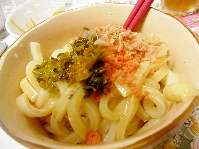 さっぱり冷たい　サケ高菜うどん