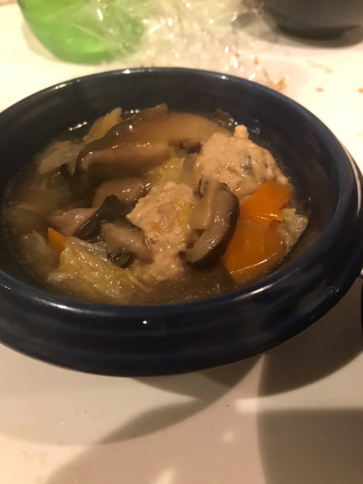 椎茸と鶏団子の牡蠣油煮