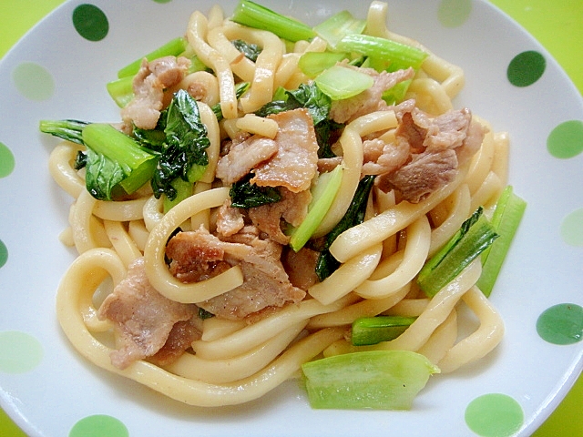 ターサイと豚バラ肉の焼きうどん