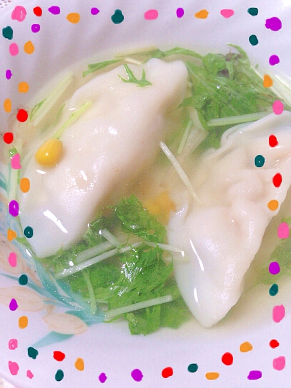 餃子と水菜の中華スープ♡