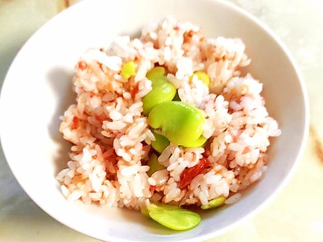 そら豆と梅干のさっぱり混ぜごはん
