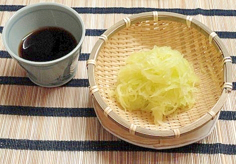 そうめんかぼちゃ 金糸瓜 のざるそば風 茹で方つき レシピ 作り方 By 楽天出店店舗 クッキングクロッカ楽天市場店 楽天レシピ