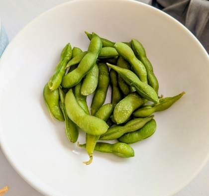 ふっくら。冷凍枝豆の塩茹で