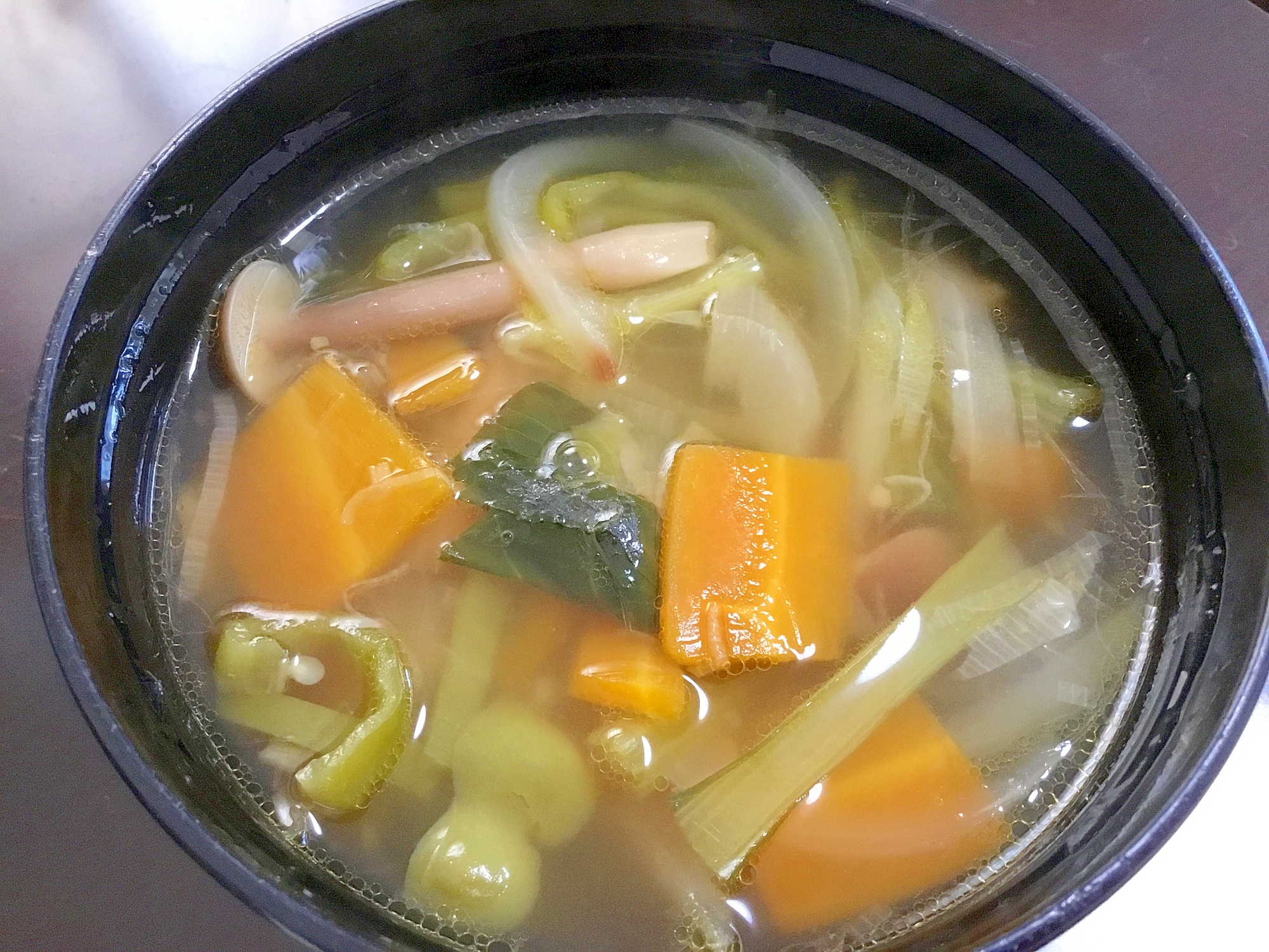 小松菜とピーマンのスープ