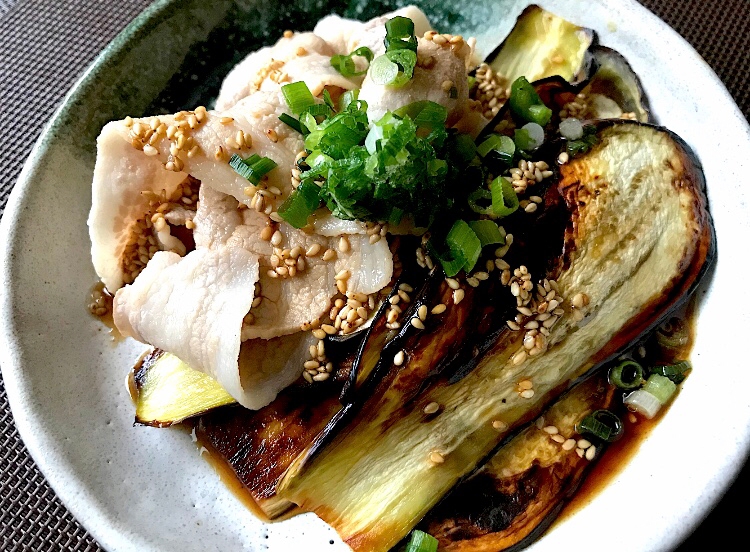 秋☆豚しゃぶと焼きナスの旨ダレがけ☆茄子
