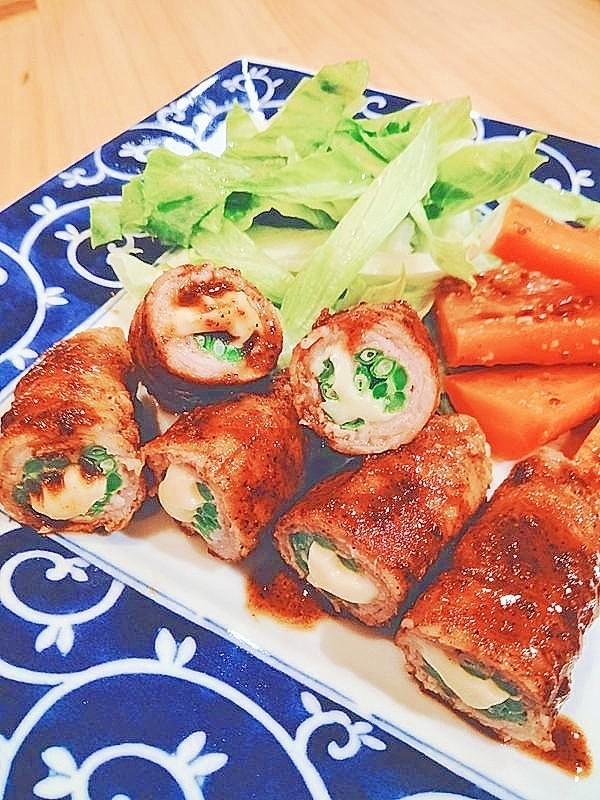 十六ささげとチーズの肉巻き★スパイシーカレー味