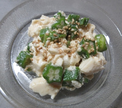 オクラと豆腐のねばねば胡麻サラダは簡単で
美味しかったです。