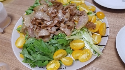 豚トロと新玉葱と水菜のサラダ