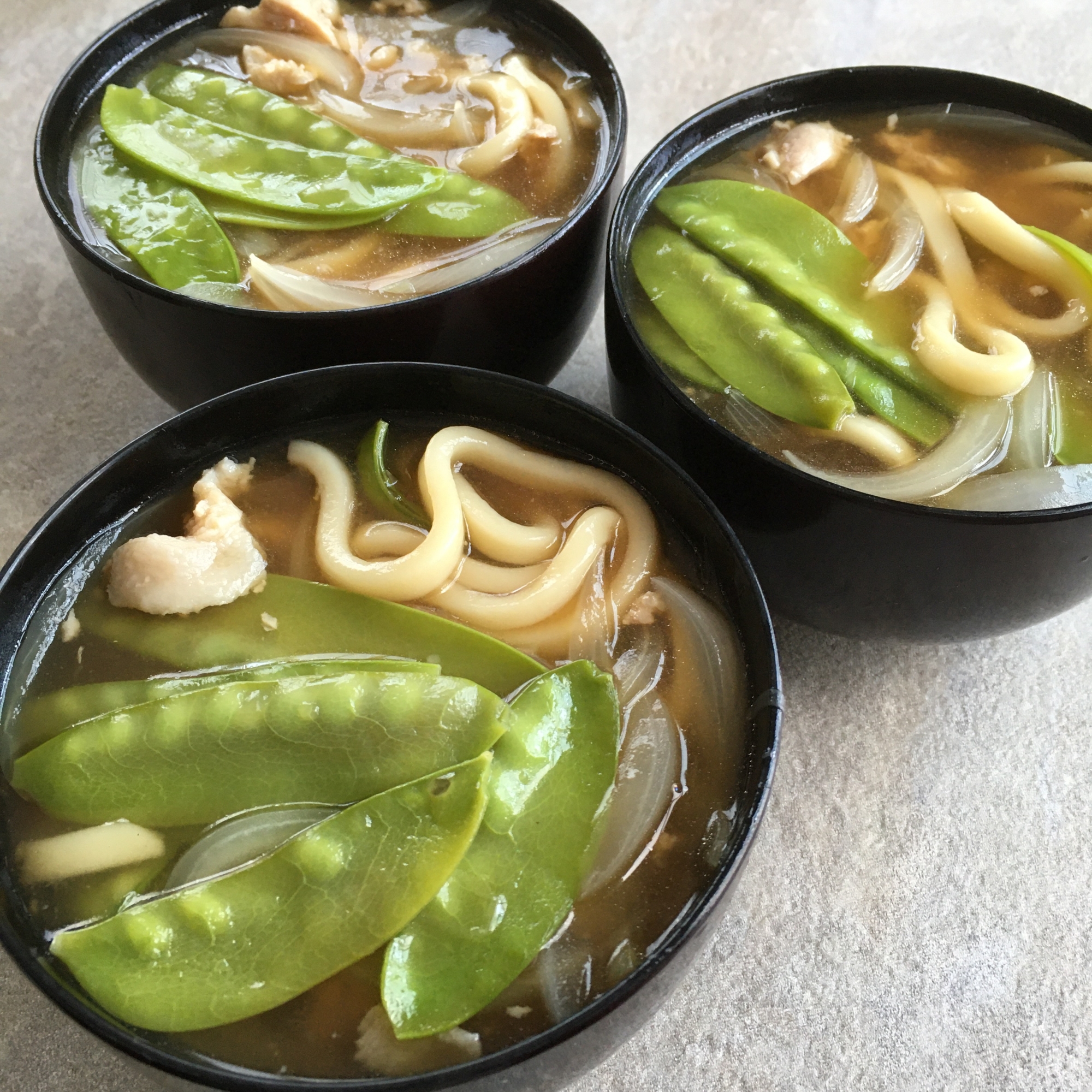 新玉ねぎとさやえんどうのあんかけうどん♪