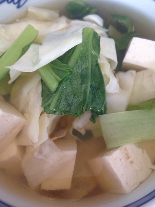 豆腐とキャベツと小松菜のスープ