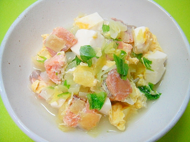 ワンコ用 鮭と豆腐野菜のたまごとじ