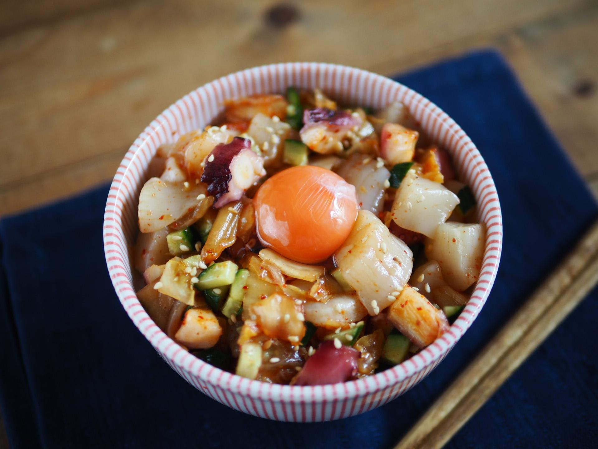 【濃厚サッパリ!】ホタテのキムチ丼