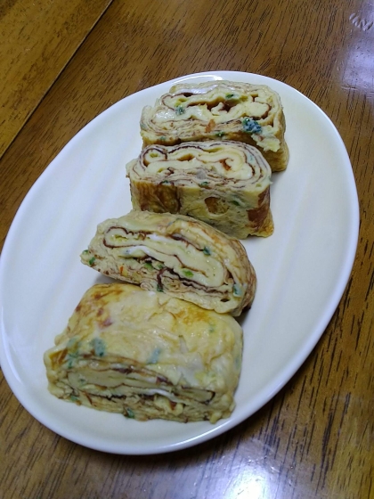 ひじきと大豆の五目煮物の卵焼き〜お弁当にも♪