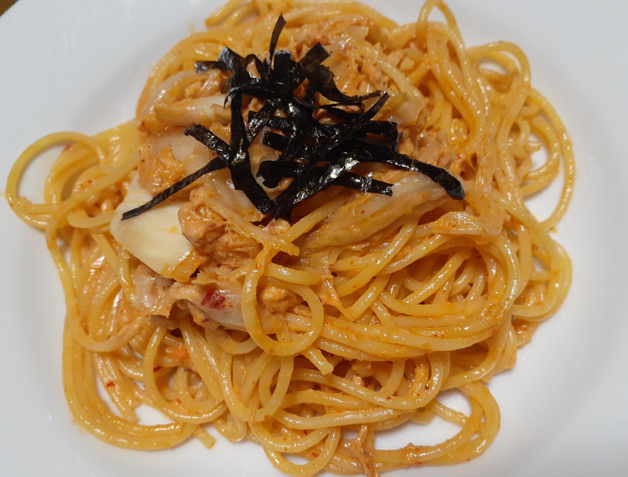 濃厚簡単！超旨い☆オイマヨのツナキムチパスタ♪