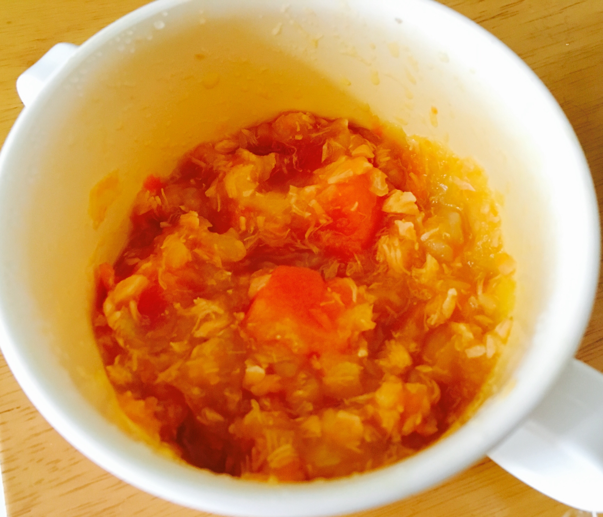 離乳食に！鮭のトマト煮込みスープ