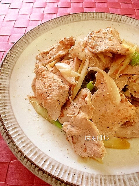 減塩♪鷄むね肉とネギのごま山椒炒め