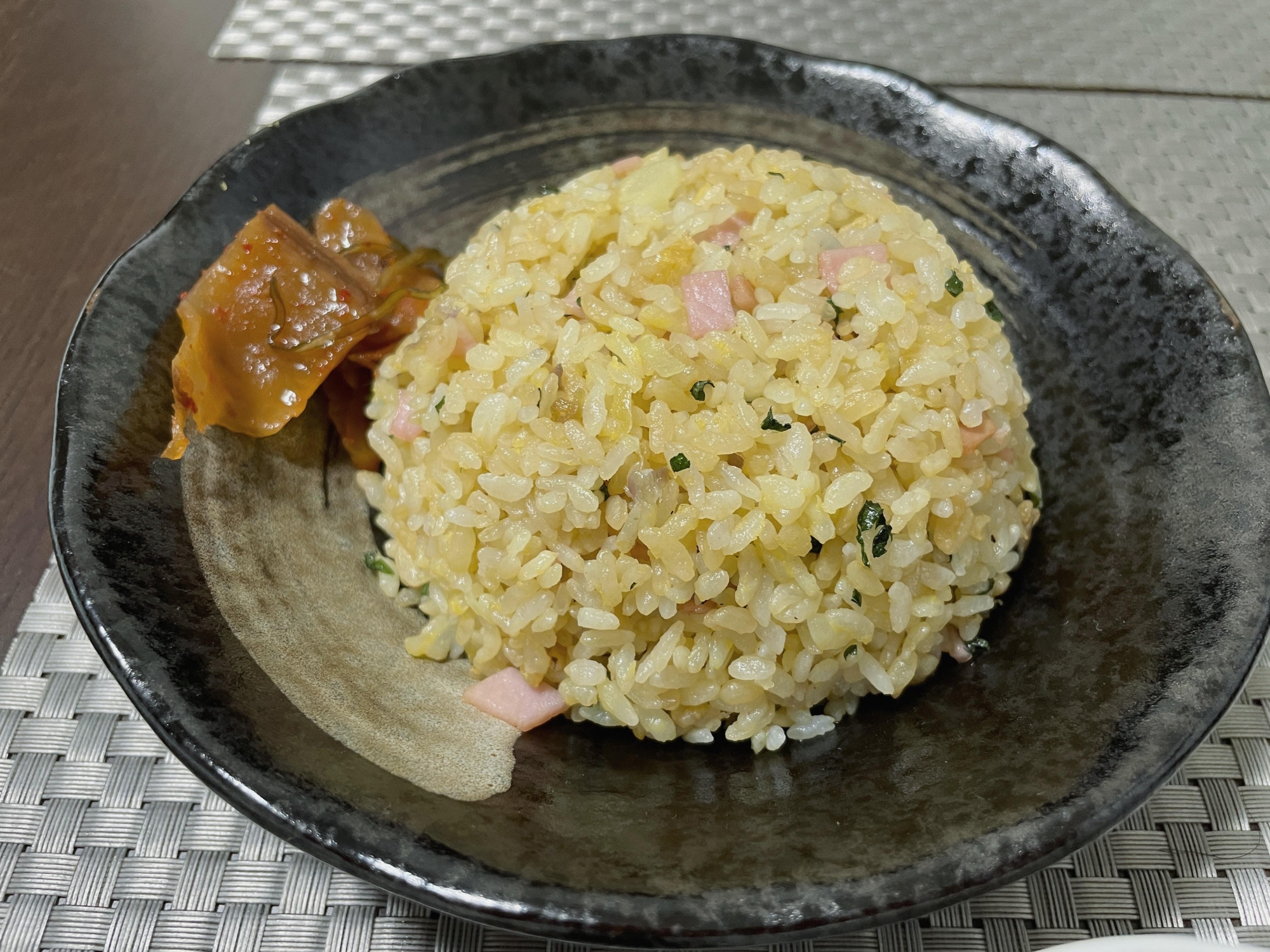 朝炒飯！！ハムとシソとみょうが！