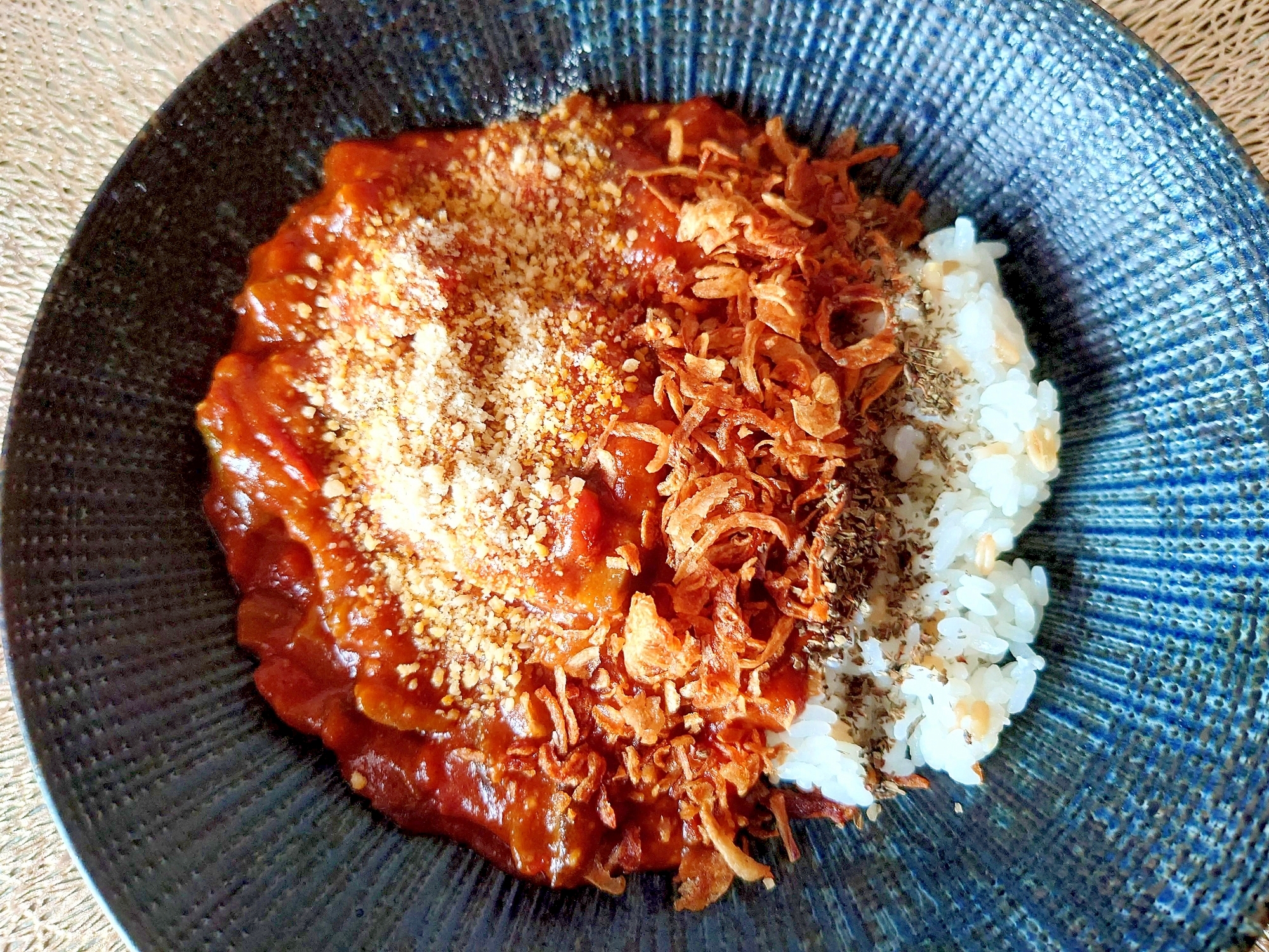 ♡フライパンで鶏肉と茄子のトマトカレー♡