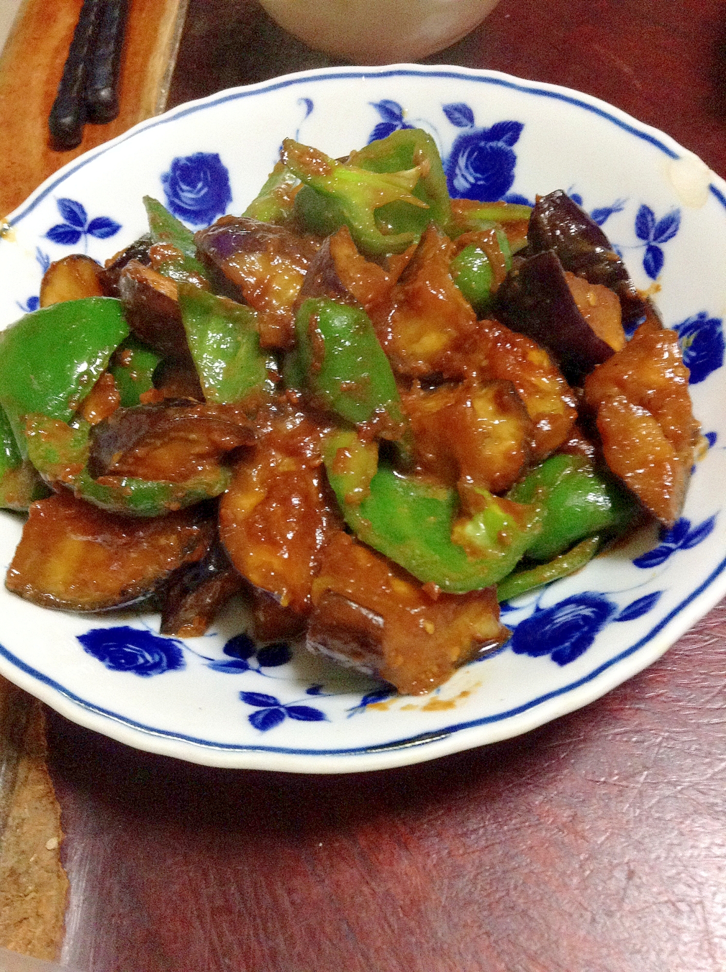 茄子とピーマンの味噌炒めプラスα【鶏もも入り】