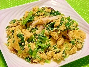 玉ねぎ氷入り☆小松菜と椎茸の炒り卵